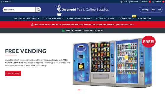 Gwynedd Tea and Coffee website screenshot